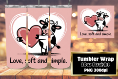 Bright 20oz Tumbler Wrap Design , Cute Cow Product Image 1
