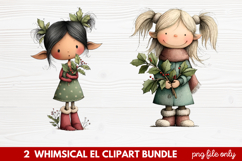Whimsical Elf Clipart | Cute Christmas Elf PNG Illustration Product Image 1