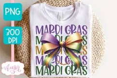 Mardi Gras PNG Sublimation design, Coquette Mardi gras shirt Product Image 2