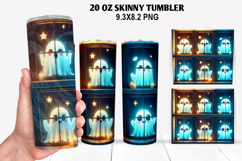 Ghost Skinny Tumbler 20oz Wrap Design, Halloween Tumbler PNG Product Image 1