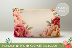 Peony Flowers Cosmetic Bag PNG, Floral Cosmetic Bag Design Product Image 1
