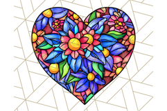Stained Glass Hearts and Butterflies Clipart PNG Product Image 4