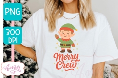 Cute Christmas elf PNG, Merry Crew PNG sublimation Product Image 5