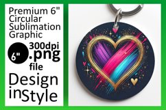 Whimsical Keychain Circle Design PNG , Heart Product Image 1