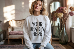 White Gildan 18000 Sweatshirt Model Mockups, Product Image 1