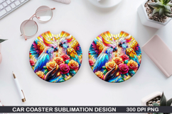 Dove Car Coaster Sublimation, Valentines Coaster PNG Product Image 1