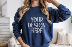 Gildan 18000 Navy Crewneck Sweatshirt Mockups,G180 Product Image 1