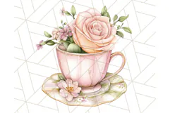 Pastel Tea Clip Art PNG with Sweets and Floral Accents Png Product Image 4