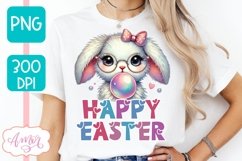 Happy Easter sublimation PNG, Cute Easter bunny bubble gum Product Image 4