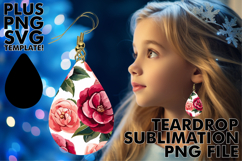 Whimsical Teardrop Earrings PNG, Flower Pattern Product Image 1