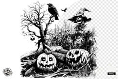 Black and White Halloween Autumn Clipart Product Image 1