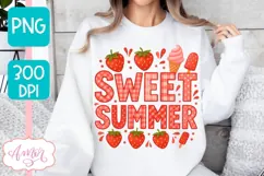 Sweet Summer T-shirt sublimation design, Strawberry shirt Product Image 3