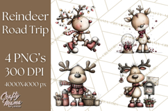 Homespun Christmas Reindeer Roadtrip PNG Clipart Product Image 1
