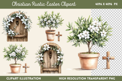 Christian Rustic Easter Clipart PNG Product Image 1