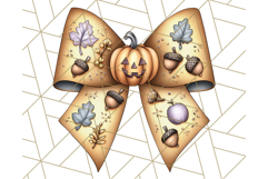Muted Halloween Bow Clipart, Fall Ribbon PNG Autumn Hair Bow Product Image 4