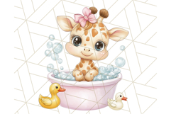 Safari Animal Babies in Bubble Baths, Cute Jungle Animal PNG Product Image 4
