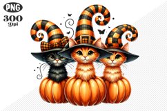 Halloween Cat And Pumpkin Sublimation - Clipart PNG Design Product Image 1