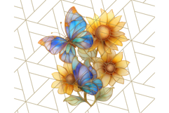 Stained Glass Butterfly and Sunflower PNG Clipart Product Image 4