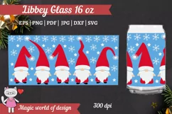 Christmas gnome svg , Libbey Full Wrap Glass16 oz svg Product Image 1