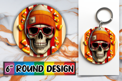 Bright Round Keychain Sublimation, Skull Product Image 1