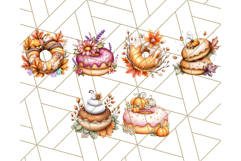 Fall Donut Clipart PNG, Autumn Donuts With Pumpkins Product Image 8