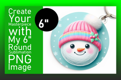 Charming Keychain Round Design PNG , Snowman Product Image 1