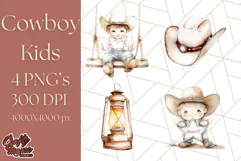 Cowboy Clipart PNG, Kid Western Country Graphic Product Image 1