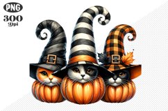 Halloween Cat And Pumpkin Sublimation - Clipart PNG Design Product Image 1
