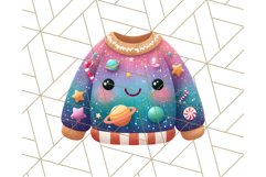 Alien Christmas Clipart, Cute Outer Space Holiday PNG Product Image 4