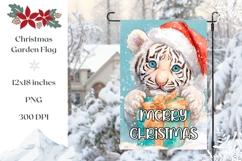 Merry Christmas Garden Flag Print, Christmas Tiger PNG Product Image 1