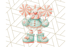 Coral and Aqua Christmas Clipart PNG, Pastel Holiday Art Product Image 4
