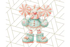 Coral and Aqua Christmas Clipart PNG, Pastel Holiday Art Product Image 4