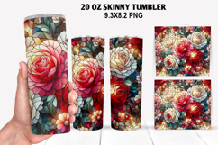 Flower Skinny Tumbler 20oz Wrap Design, Flowers Tumble PNG Product Image 1