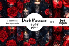 Red Roses &amp; Candles Seamless Pattern Dark Romance Background Product Image 1