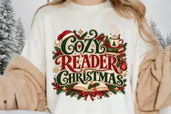 Cozy Reader Christmas Design, Book Lover Holiday Typography Product Image 2