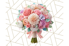 Pastel Flower Bouquet PNG Clipart, Elegant Floral Art Product Image 4