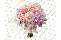 Pastel Flower Bouquet PNG Clipart, Elegant Floral Art Product Image 4