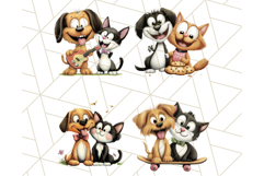 Dog and Cat Friends Clipart, Cute Animal Pet Art PNG Set Product Image 8