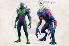 Acid Monsters Clipart Pack - Neon Fantasy Characters Product Image 10