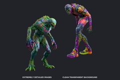 Acid Monsters Clipart Pack - Neon Fantasy Characters Product Image 3