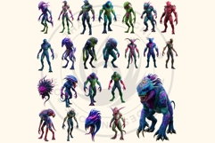 Acid Monsters Clipart Pack - Neon Fantasy Characters Product Image 4