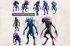 Acid Monsters Clipart Pack - Neon Fantasy Characters Product Image 9