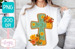 Fall Christian cross shirt PNG for sublimation Product Image 3