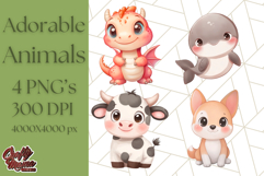 Cute Animal Clipart, Adorable Animal PNG Product Image 1