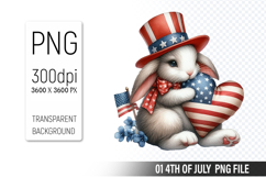 4th Of July Bunny Sublimation Clipart PNG Design Product Image 1