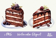 Chocolate Cake Slice PNG Sublimation Baking Clipart Product Image 1