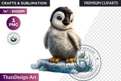 Baby penguin Watercolor Winter Animal Clipart Wildlife PNG Product Image 1