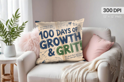 100 days of school Pillow Design, Teacher PNG Sublimation Product Image 1