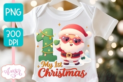 My first Christmas PNG for sublimation, Cute Santa PNG Product Image 1
