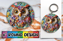 Colorful Owl 3D Sublimation Design: Playful Art Round Product Image 1